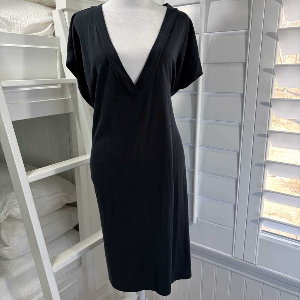 Women’s Black Midi V-Neck Dress